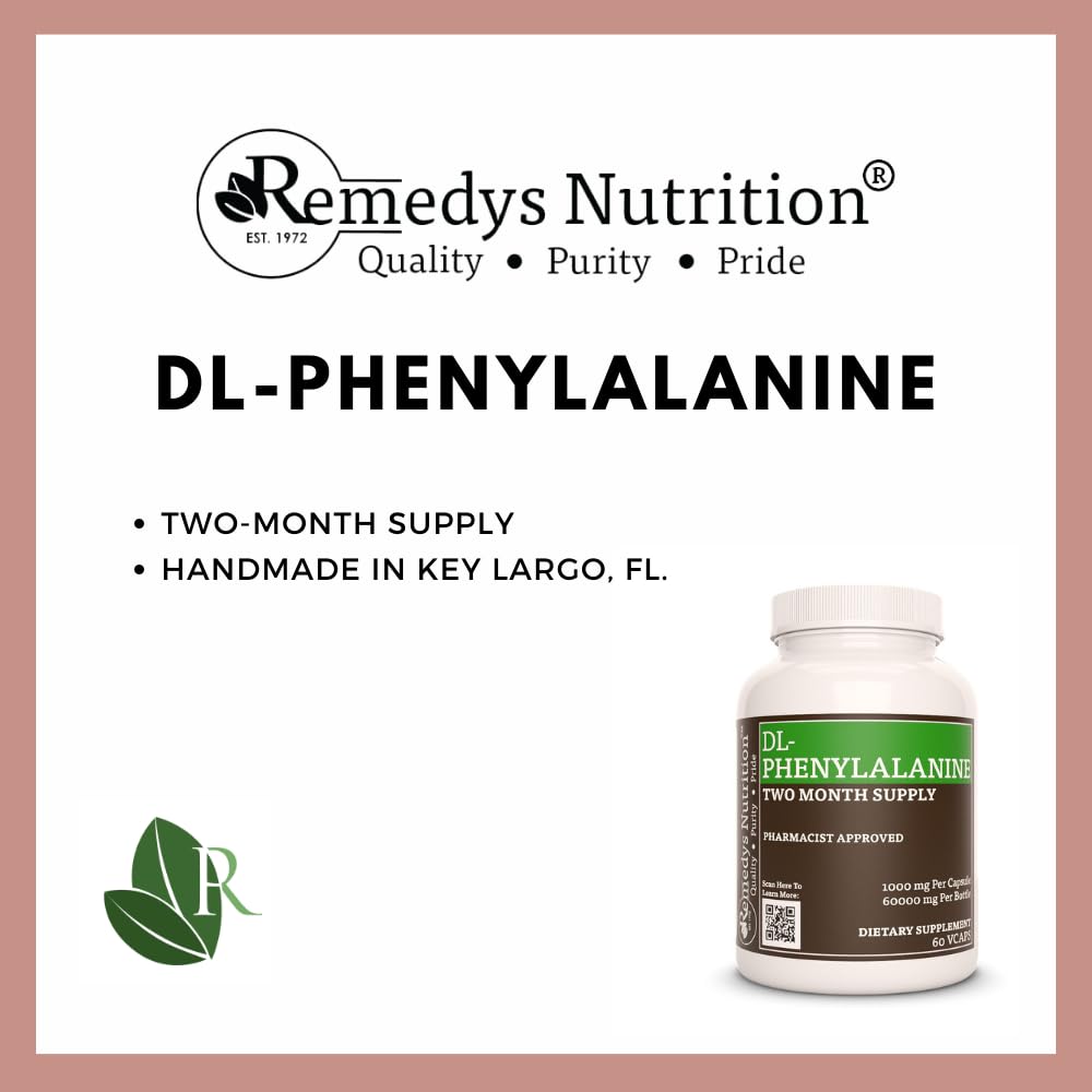 Remedy’s Nutrition DL-Phenylalanine (DLPA) 1,000 mg Capsules, 60 Count