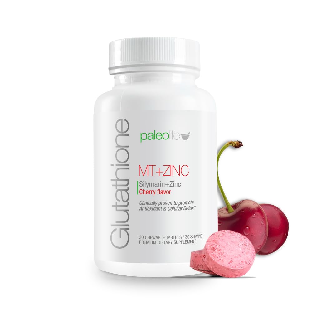 PaleoLife Premium Glutathione + Milk Thistle + Zinc Chewable Tablets, 60 Count