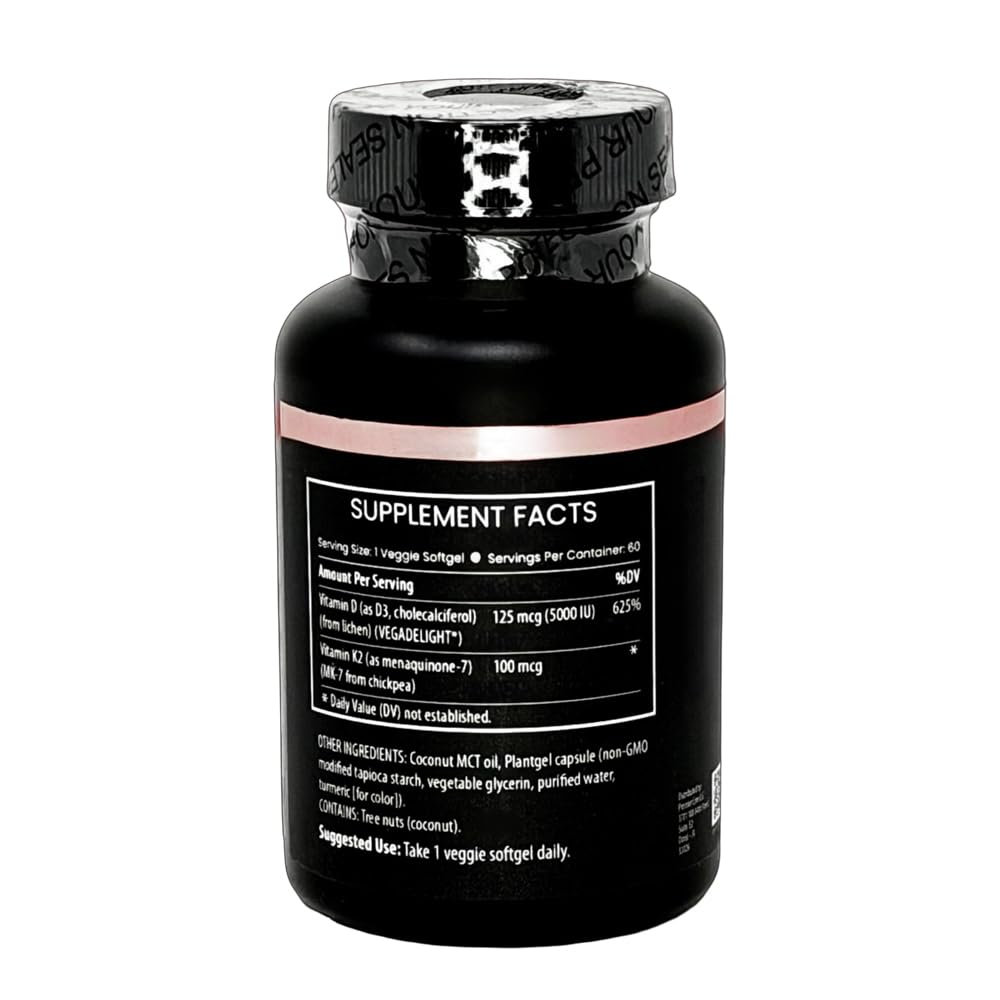 PREMIER LINE Vitamin D3 + K2 Supplement Softgels, 60 Count