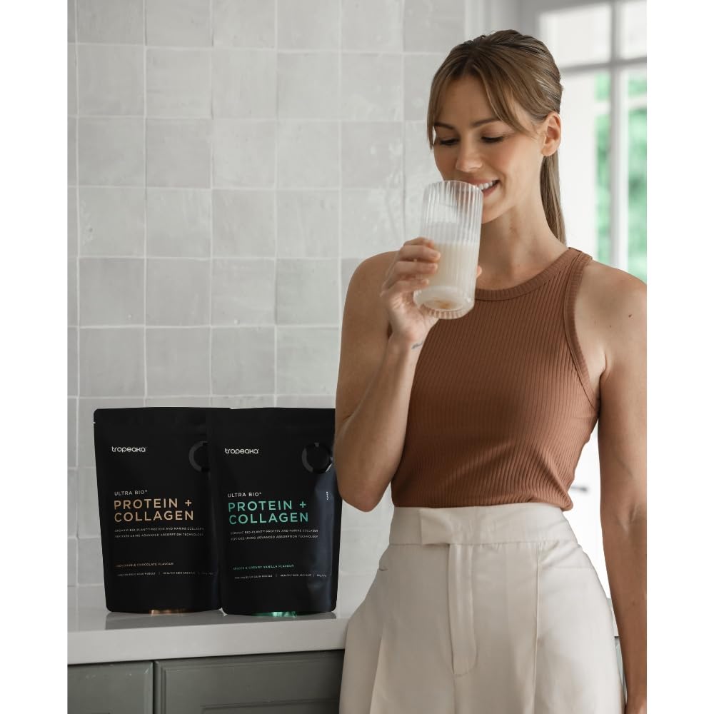Tropeaka Collagen Protein Powder - Double Chocolate - Marine Collagen Peptides for Skin, Hair & Nails, Dairy Free, Gluten Free, Non-GMO - 18 oz