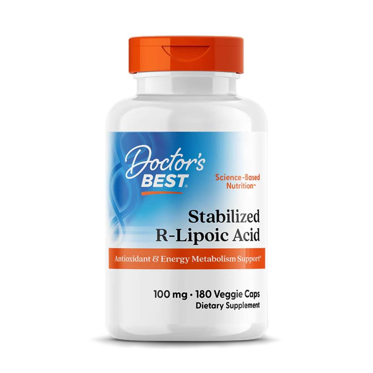 Doctor's BEST Stabilized R-Lipoic Acid Supplement 100 mg - R-Alpha Lipoic Acid Capsules, 180 Veg Caps