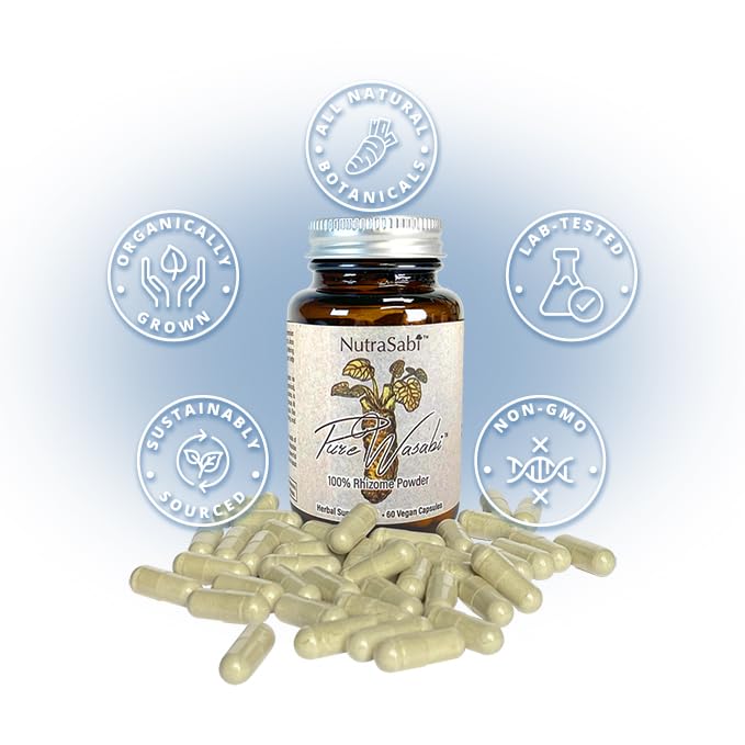 NutraSabi PureSabi Nutraceutical Grade Wasabi Rhizome Powder in Vegan Capsules 720 Capsules