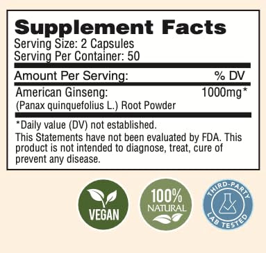 Zen Ginseng American Ginseng 500mg, 100 Capsules