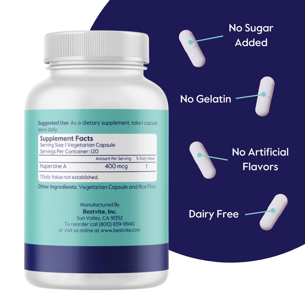 BESTVITE Huperzine A 400mcg Capsule, 120 Count