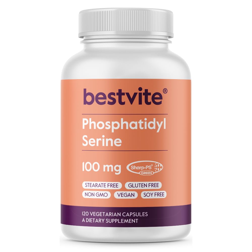 BESTVITE Phosphatidylserine 100mg Sharp-PS® Green Veg Capsules, 120 Count