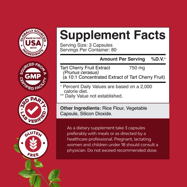 Natures Craft Extra Strength Tart Cherry Capsules 240 Count