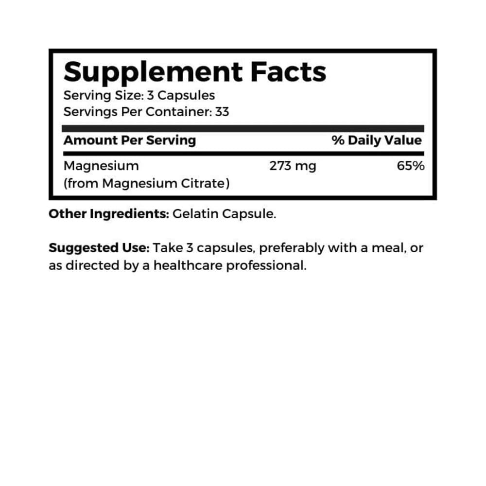 Dr Clark Store Magnesium Citrate 91mg Capsule, 100 Capsules