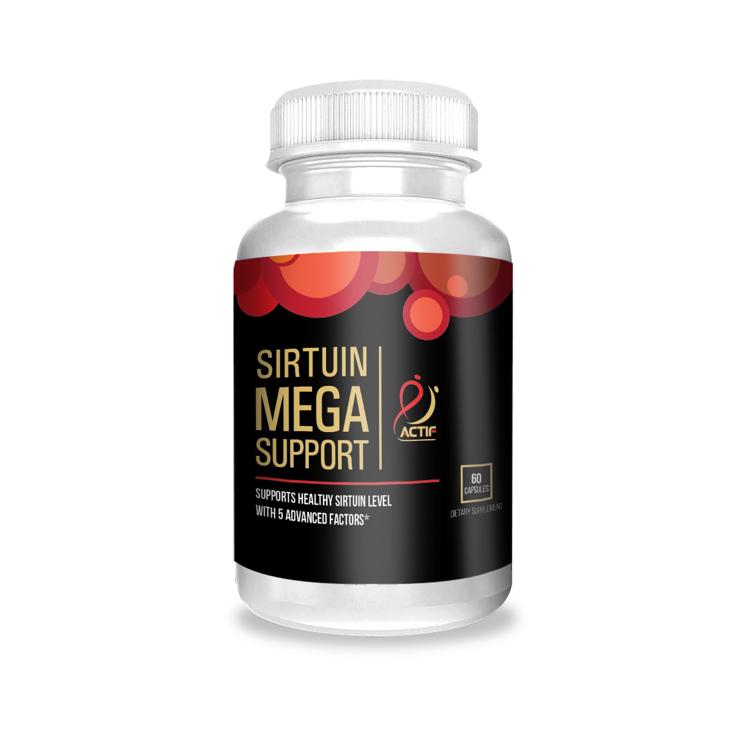 ACTIF Sirtuin Mega Support with 5 Advanced Factors – Anti-Aging, 100% Natural, Non-GMO, 200 Capsules