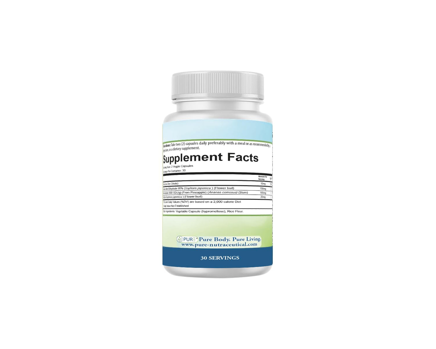 PURE Quercetin+ with Zinc, Bromelain, Rutin Immune Shield, 60 Capsules