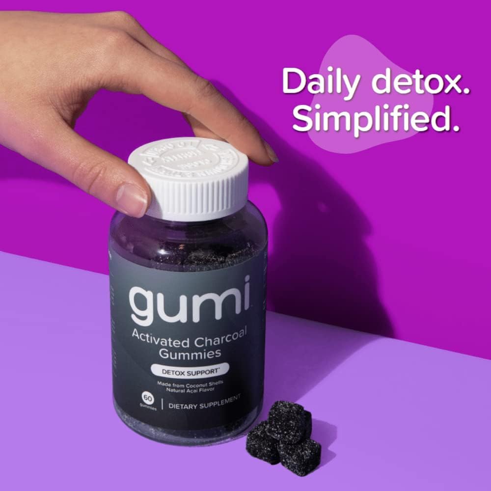 Gumi Coconut Activated Charcoal Gummies - 200mg per Gummy, 60 Count