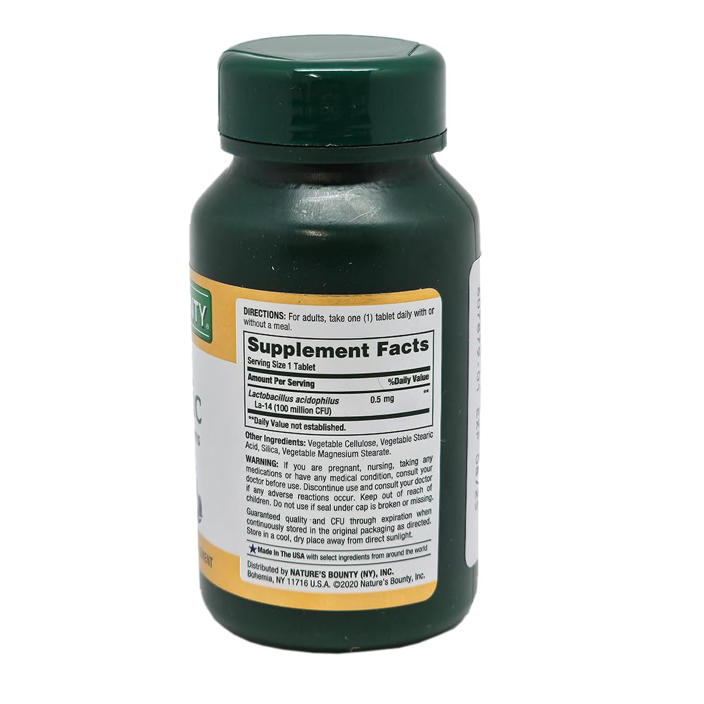 Nature's Bounty Probiotic Acidophilus 120 Tablets