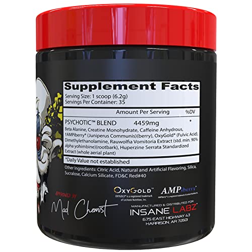 Insane Labz Psychotic and Insane Veinz Pre Workout Stack Powder, 12.8 oz