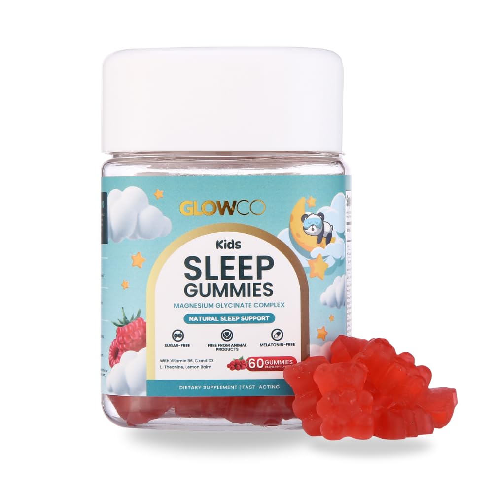 GLOWCO Magnesium Glycinate Sleep Gummies for Kids 4+ – Melatonin Free, Gentle Calm Magnesium Gummies, Sugar Free, Vegan, 60 Gummies