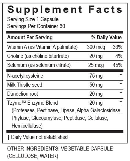 TRANSFORMATION The Genesis of Good Health Enzymes Professional Protocol Liver Support Formula Supplement with Vitamin A, Herbal Blend & Digestive Enzymes - 60 Capsules