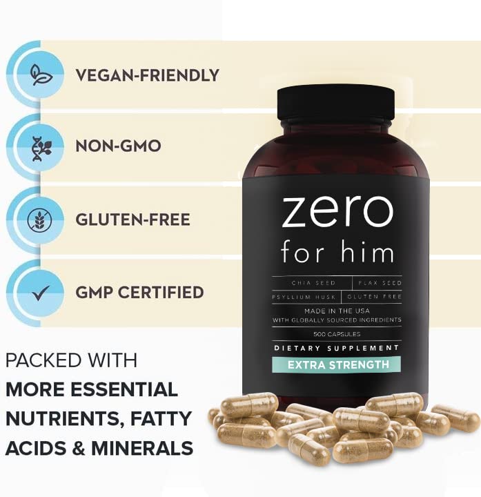 California Basics Psyllium Husk Capsules for Men, 500 Count