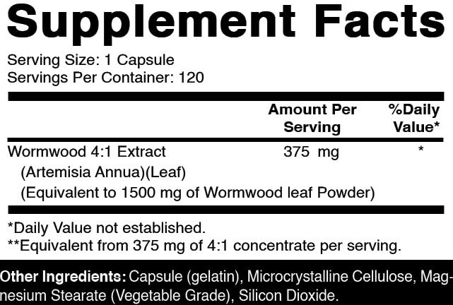 Oxify Wormwood Extract 1500 mg Capsules 120