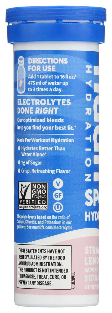 Nuun Hydration Strawberry Lemonade Electrolyte Drink Tablets, 20