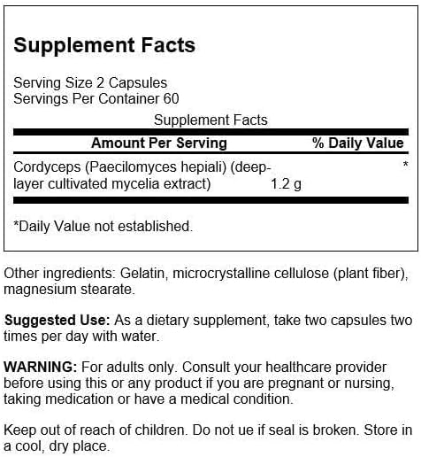 Swanson Cordyceps 600 Milligrams Capsules 120