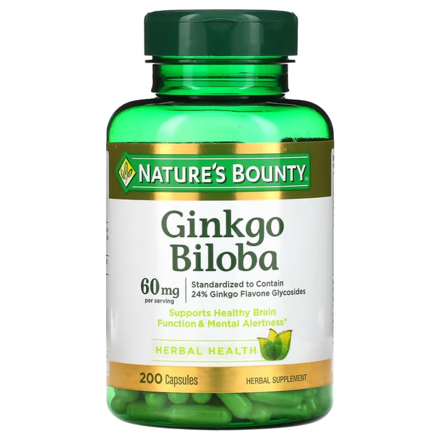 Nature's Bounty Ginkgo Biloba 60mg Capsules 600 Capsules