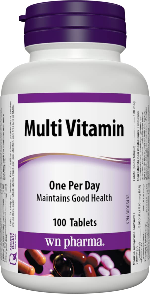 Webber Naturals Multi-Vitamin with Vitamin E (dl-Alpha Tocopheryl Acetate), 100 Tablets