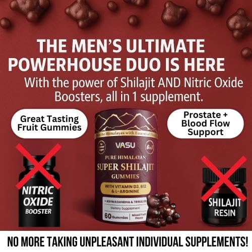 Vasu 6 in 1 Pure Himalayan Gold Shilajit Gummies 60 Count