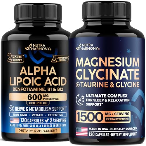 NUTRAHARMONY Alpha Lipoic Acid & Magnesium Glycinate with Glycine 240 Capsules