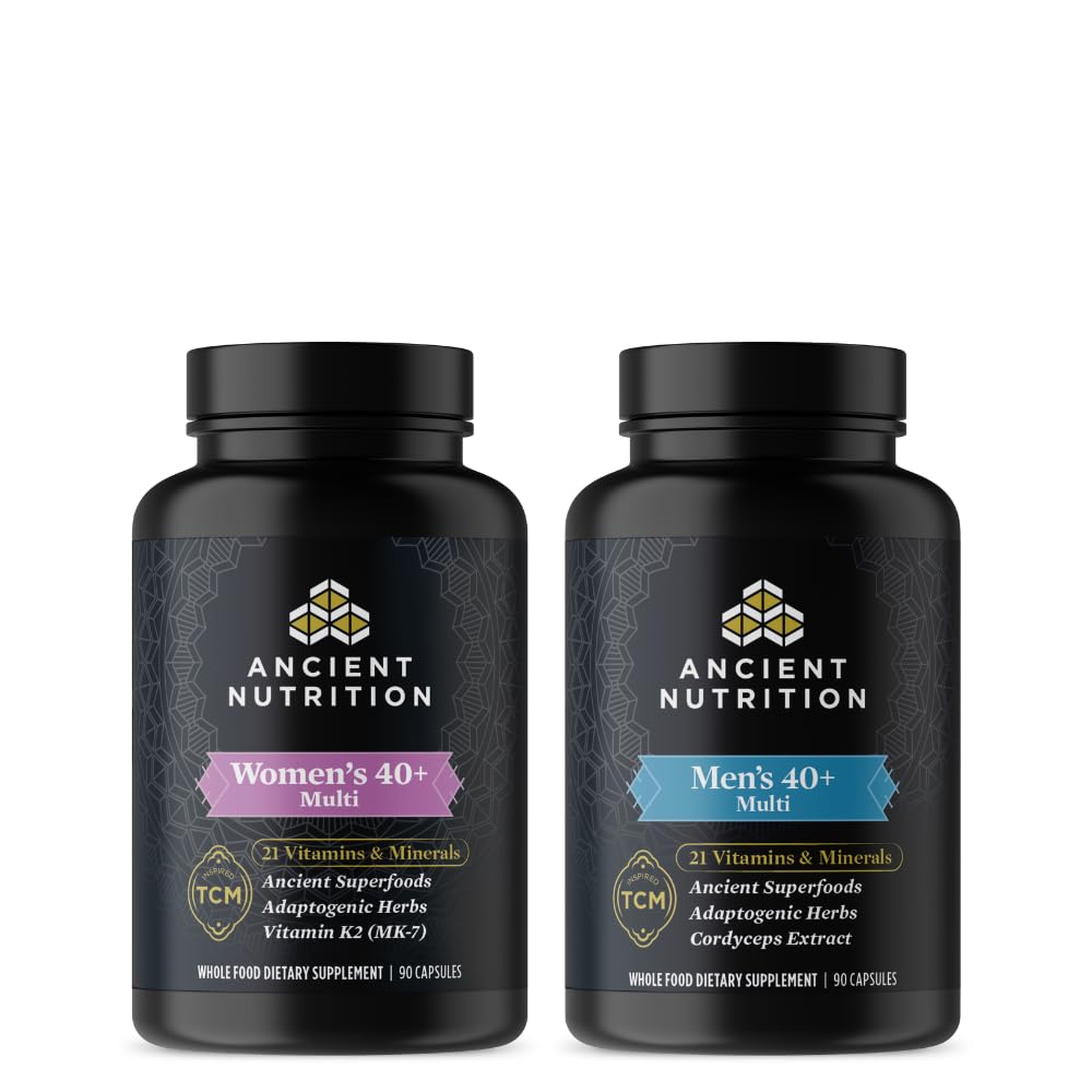 Ancient Nutrition Multivitamins for Men and Women Age 40+ Capsules, 2 x 90 Count