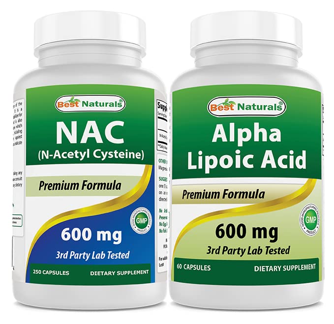 Best Naturals NAC 600 mg & Alpha Lipoic Acid 600 mg Capsules, 250 Count