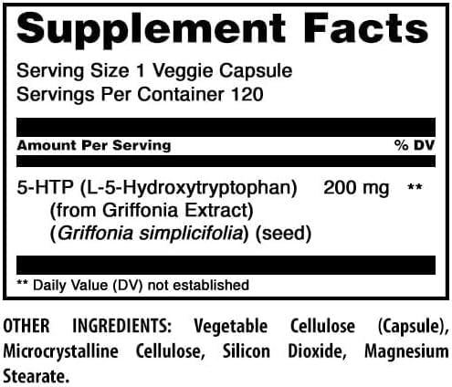Amazing Nutrition 5-HTP (L-5-Hydroxytryptophan) Supplement Capsules, 240 Count
