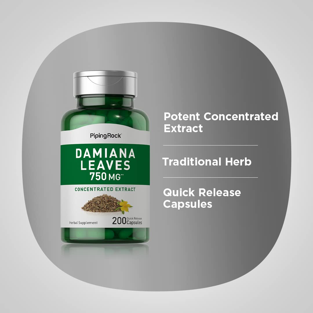 Piping Rock Damiana Leaf Capsules 200 Count