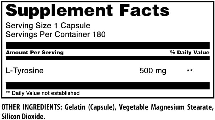 Amazing Nutrition L-Tyrosine 500 mg Capsules 360 Capsules