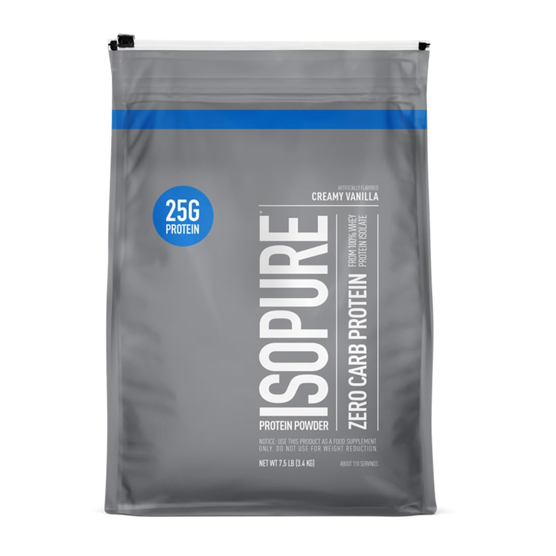 Isopure Zero Carb 100% Pure Whey Isolate Protein Powder Creamy Vanilla, 120 Servings