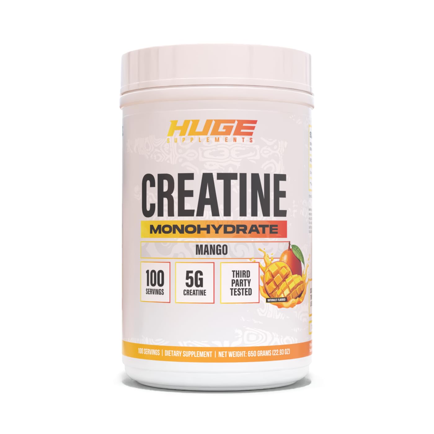 Huge Supplements Creatine Monohydrate Powder - Mango Flavor, 100 Servings
