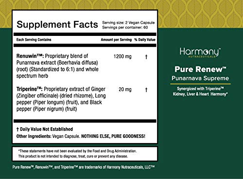 Harmony Nutraceuticals Punarnava Supreme - Heart, Liver and Kidney Harmony Capsules 120 Count