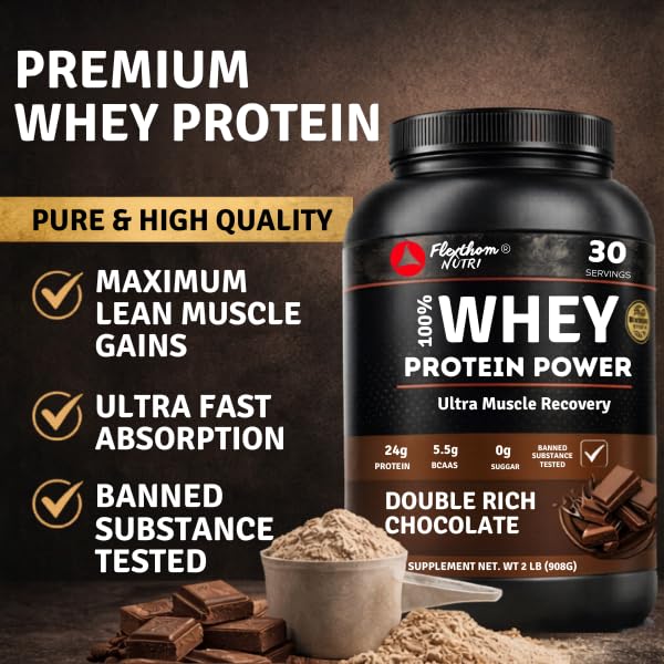 Flexthom Ultra-Pure 100% Whey Protein Powder – Double Chocolate, 8 oz