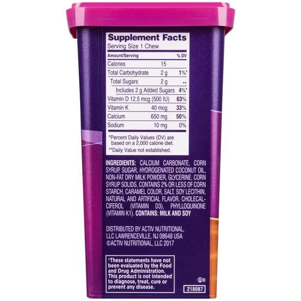 Viactiv Max Formula Calcium + Vitamin D3 Supplement for Bone Health Soft Chews, 500 Count