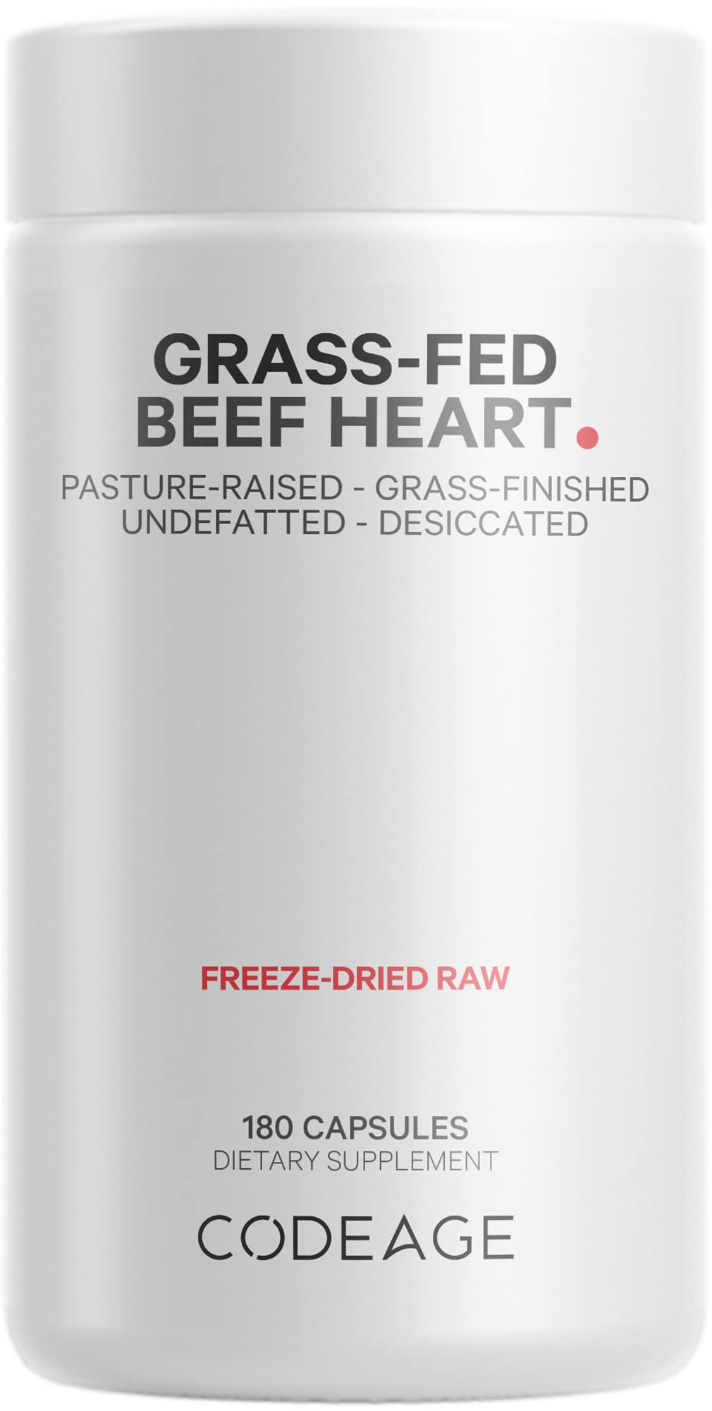 Codeage Beef Heart, Grass-Fed, Freeze Dried, Desiccated, 180 Capsules