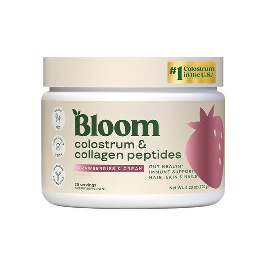 Bloom Nutrition Bovine Colostrum Powder with Vitamin B-12, 25 Servings