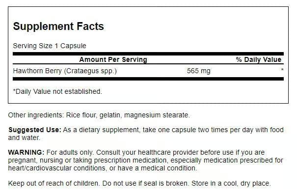 Swanson Hawthorn Berry Supplement Capsules 750