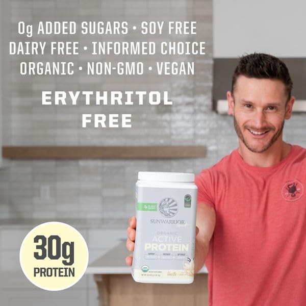 Sunwarrior Chocolate Peanut Butter & Vanilla Active Organic Protein Powder, Powder, 40 Servings