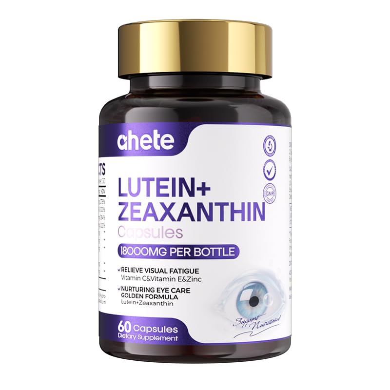Ahete Lutein 10mg & Zeaxanthin 2mg Eye Vitamins with Bilberry 100mg, Vitamin C, E, Zinc – Advanced Eye Health Supplement for Vision Support, Blue Light Protection & Dry Eyes 60 Capsules