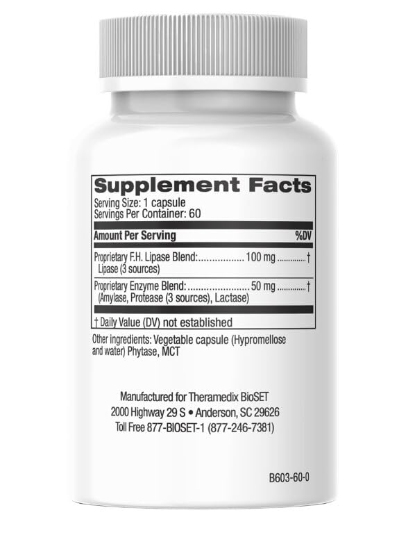 Theramedix Fat High Lipase Digestion Capsules 60 Capsules