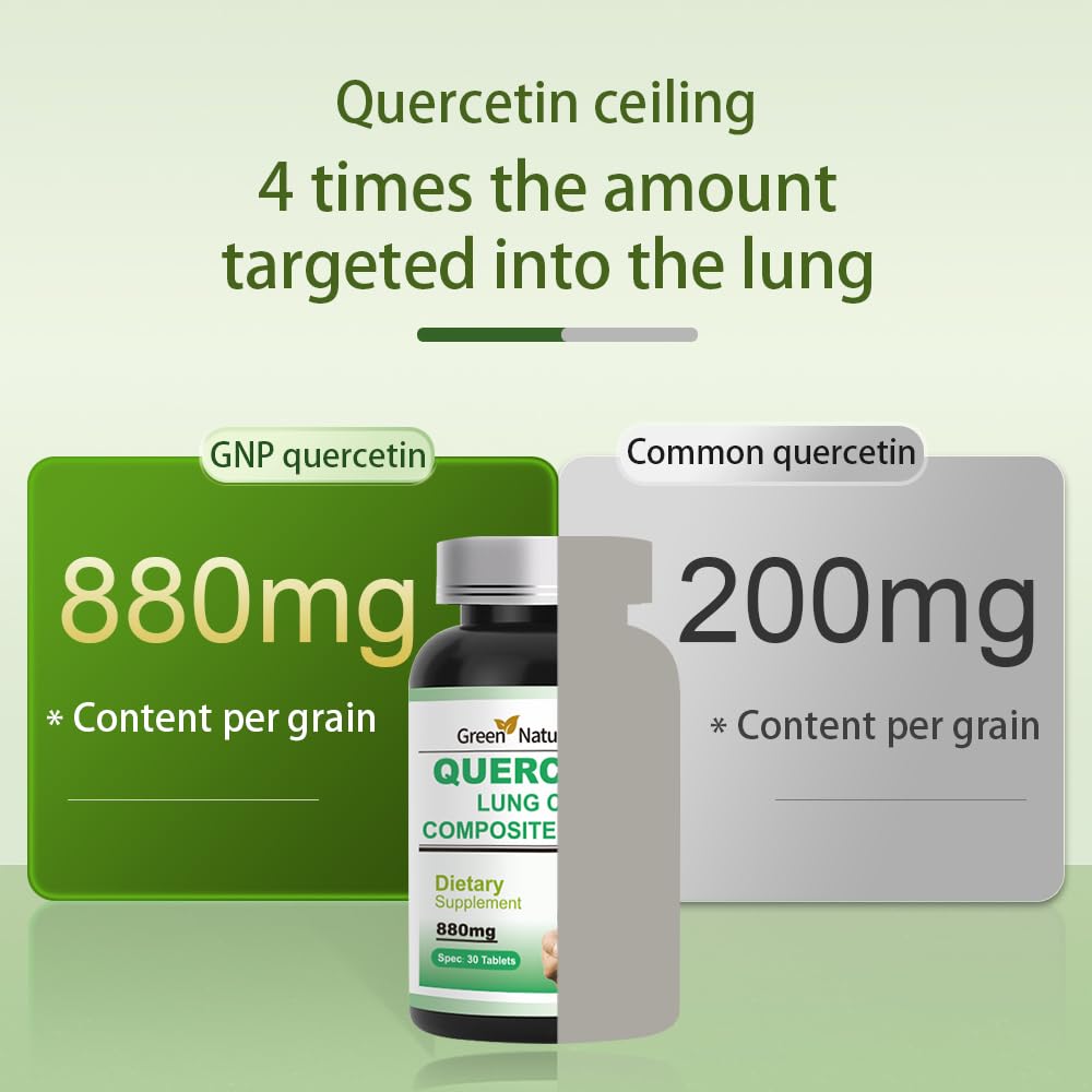 GREEN NATURAL PURE Quercetin Lung Care 880mg Capsules, 30 Count