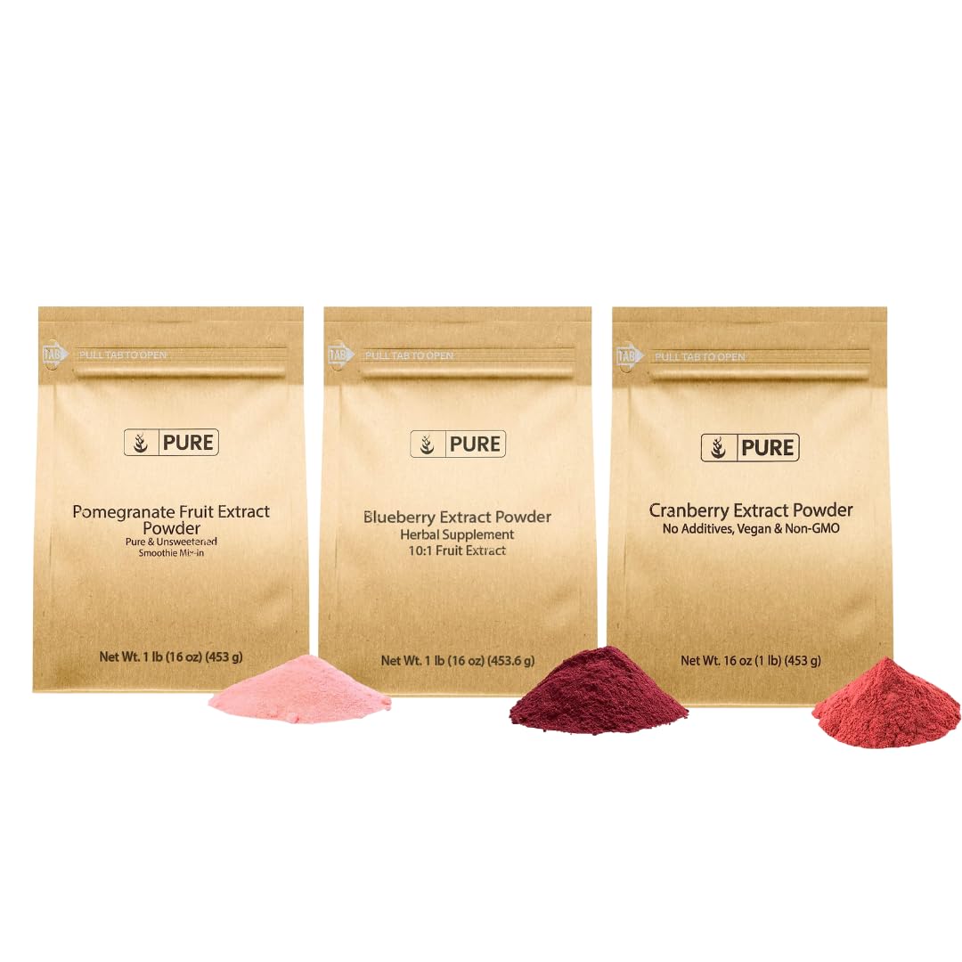 PURE ORIGINAL INGREDIENTS Cranberry, Pomegranate, & Blueberry Powder Bundle 3-Pack