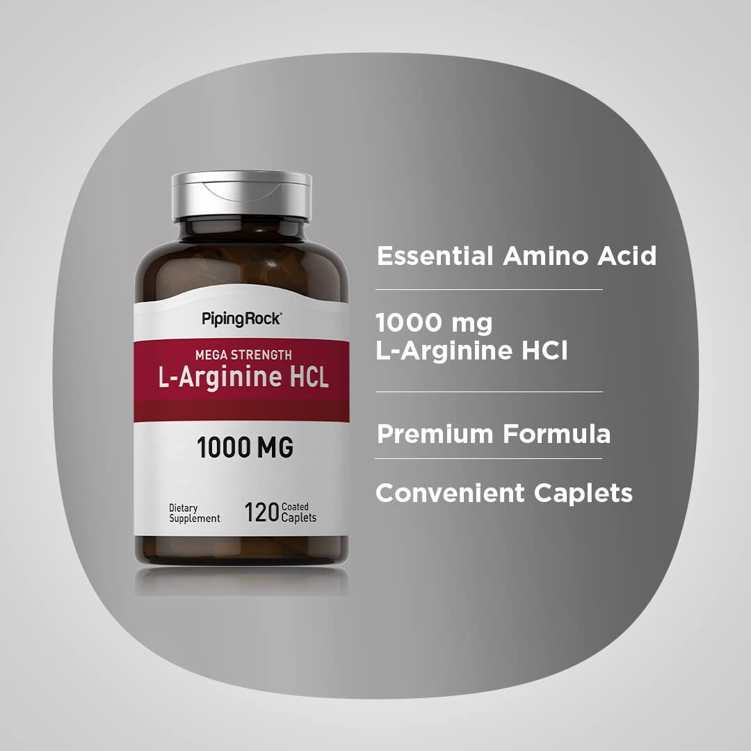 Piping Rock L-Arginine HCl 1000mg Caplets, 120 Count