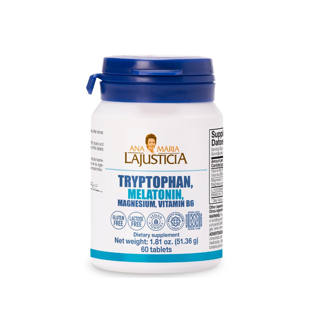Ana María Lajusticia Tryptophan, Melatonin, Magnesium & Vitamin B6, 60 Capsules