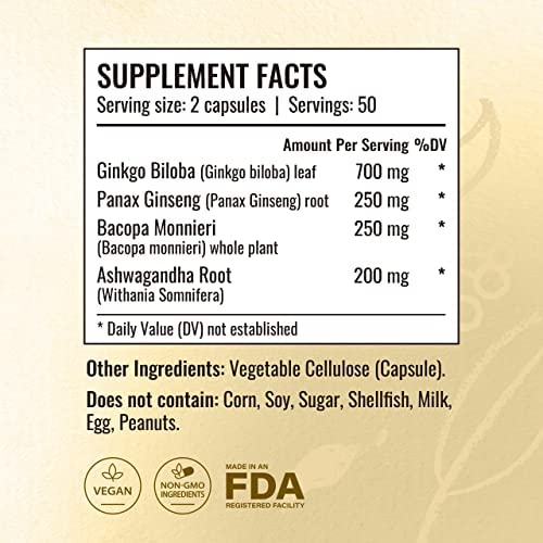 HERBAMAMA Brain Support Capsules, 100 Count