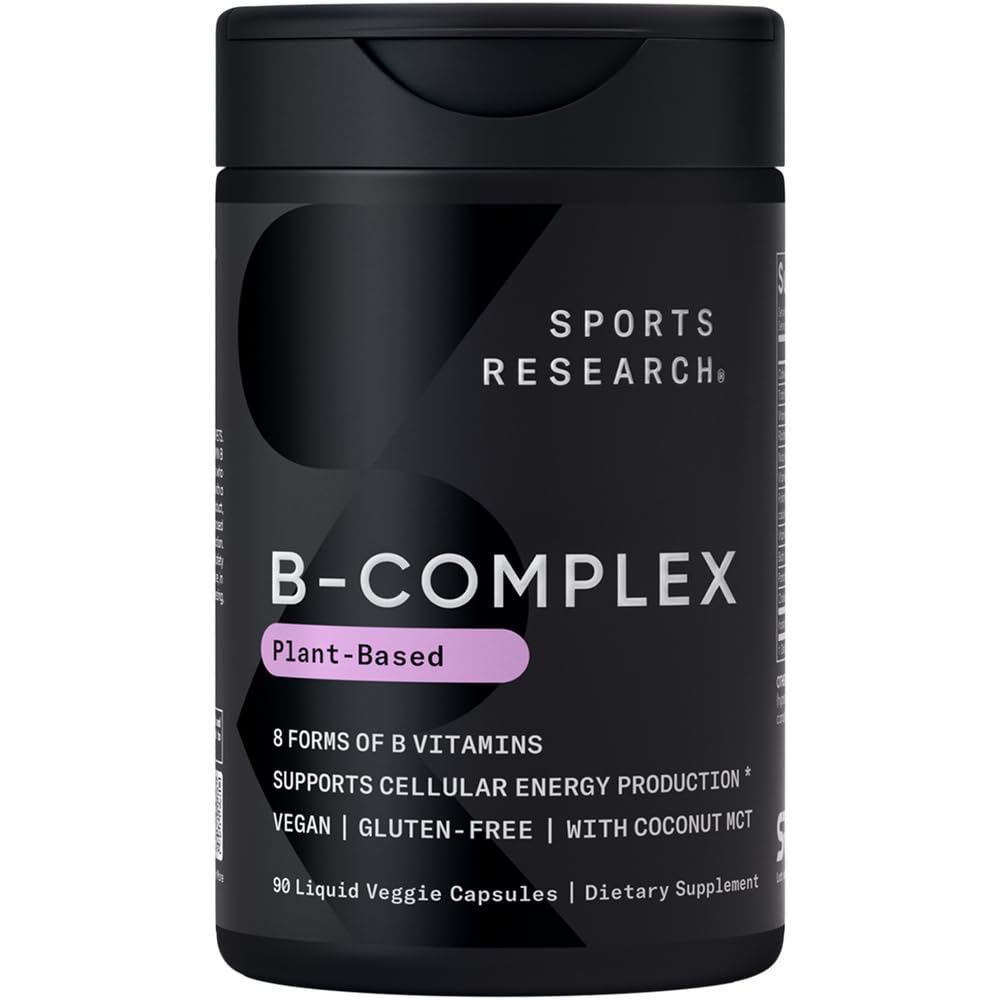 Sports Research Vitamin B-Complex Full Spectrum of B Vitamins Softgels 90 Count