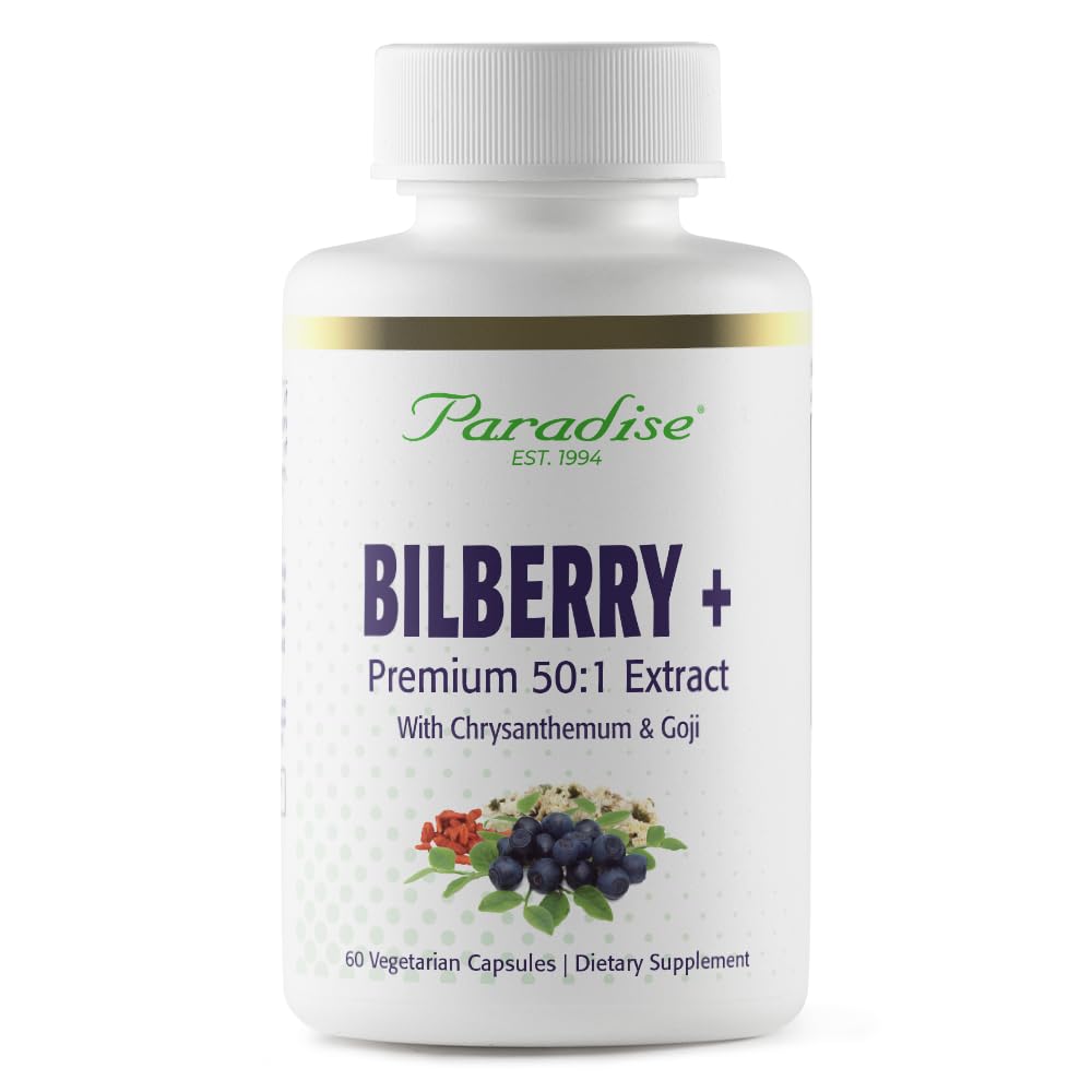 Paradise Herbs Bilberry with Goji & Chrysanthemum Supplements, 60 Capsules