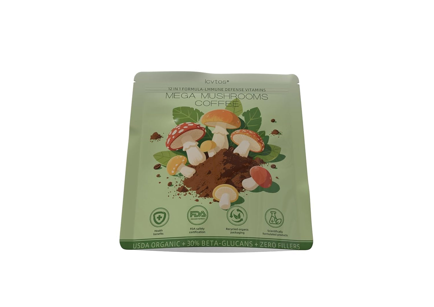 TPbaeke Organic Instant Mushroom Coffee, 12 Adaptogenic Mushrooms with Tuber melanosporum Hydrolyzed Collagen Lion's Mane Chaga Cordyceps Softgel 1 Count